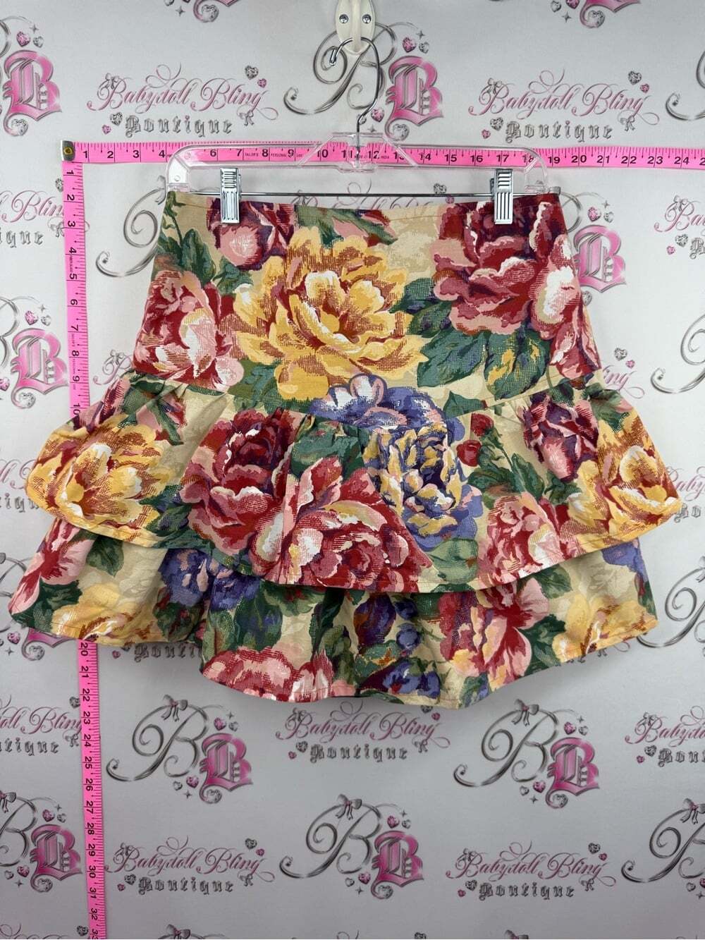 Skirt vintage ruffle frilly Floral Tiered Ruffle Mini Skirt - Multicolor